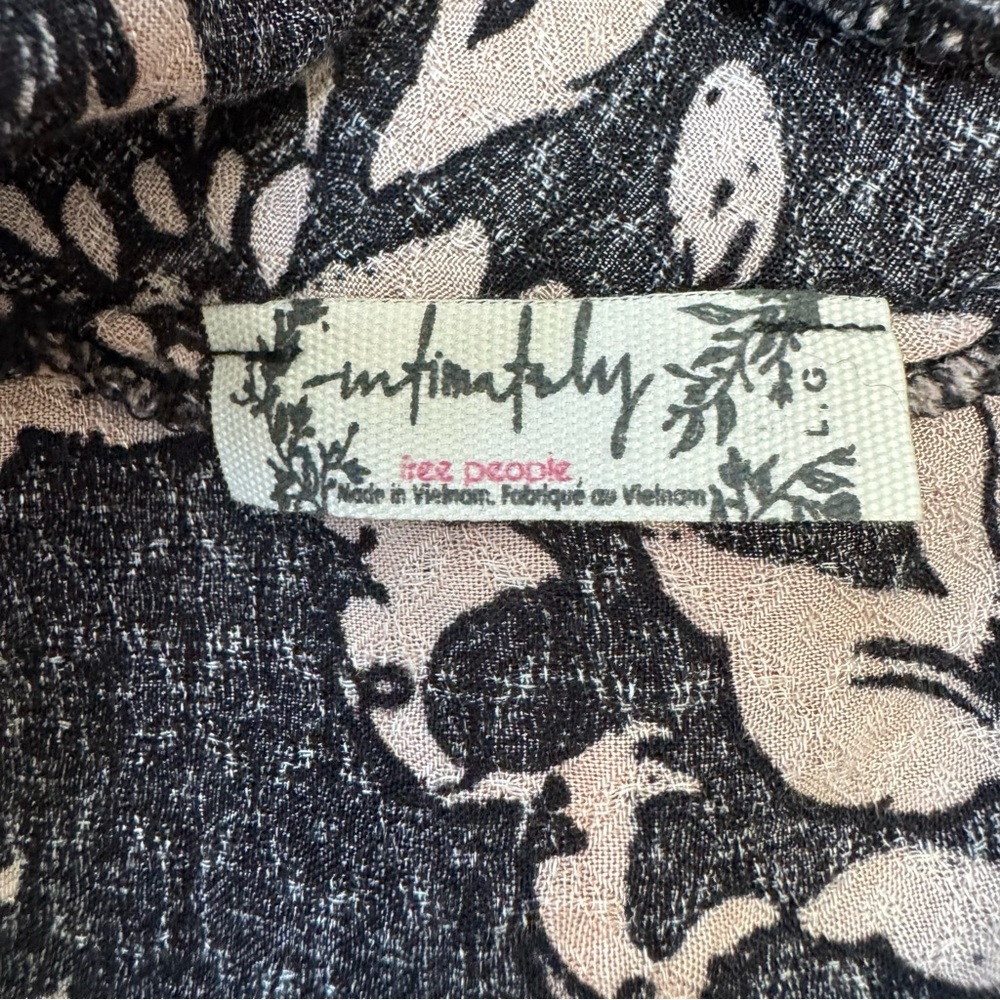 Free People Black and Blush Floral Asymmetrical Slip Dress - Picture 11 of 14